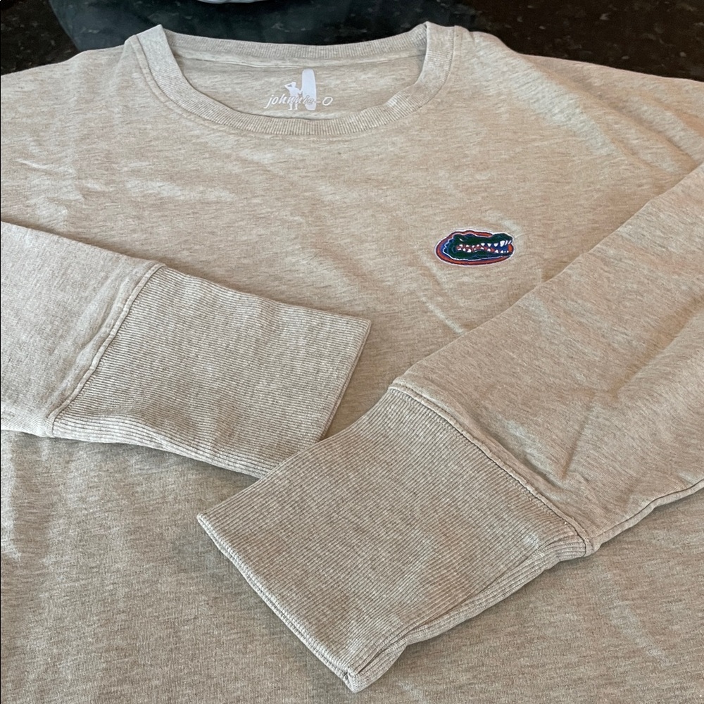 johnnie-O Heather Gray Long Sleeve with Embroidered Logo
